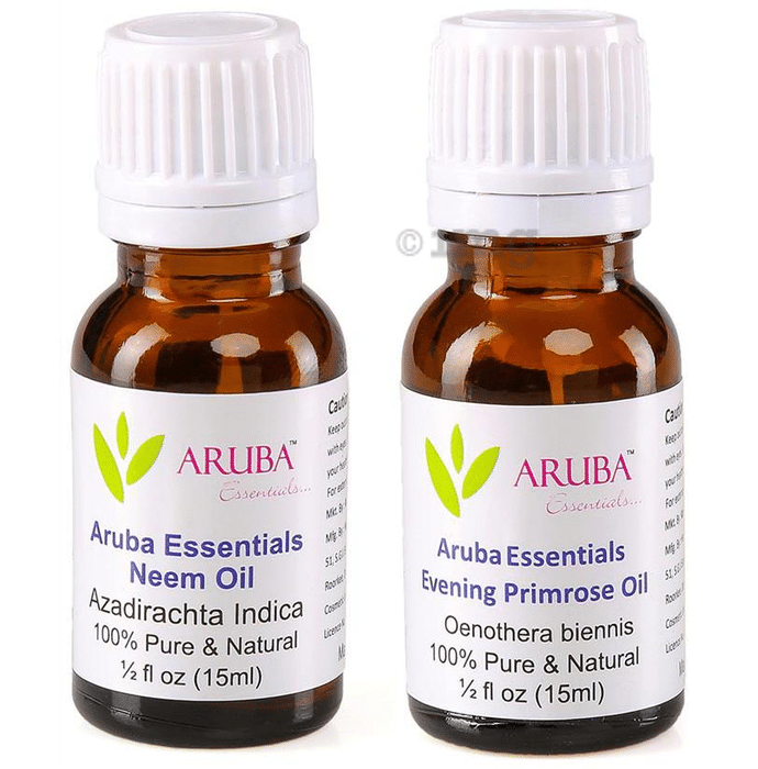 Aruba Essentials Combo Pack of Neem Oil and Evening Primose Oil (15ml Each)