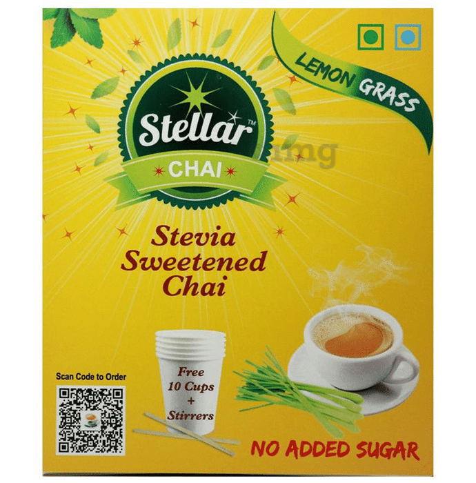 Steller Stevia Sweetened Chai with 10 Cups + Stirrers Free Lemon Grass