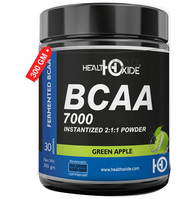 HealthOxide BCAA 7000 Instantized 2:1:1 Powder Green Apple