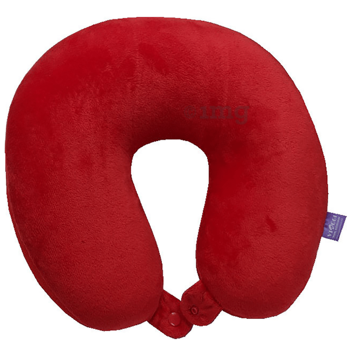Viaggi Microbead Travel Neck Pillow with Fleece Red