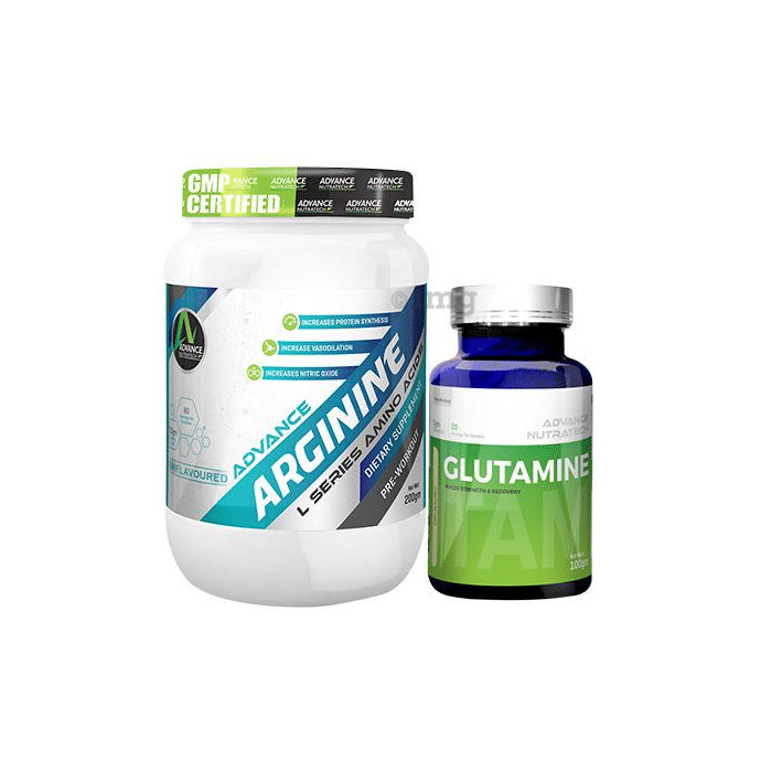 Advance Nutratech Combo Pack of Advance Arginine 200gm & Glutamine 100gm (Unflavored)