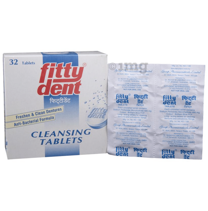 Fittydent Cleansing Tablet with Anti-Bacterial Formula | For Fresh & Clean Dentures