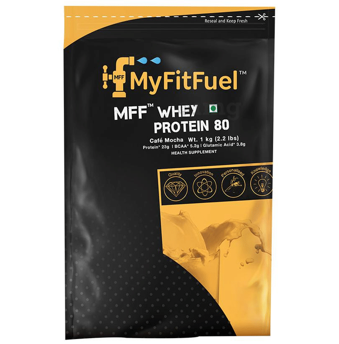MyFitFuel Whey Protein 80 with Glutamic Acid for Muscle Recovery | Flavour Cafe Mocha