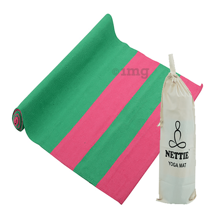 Nettie Yoga Mat with Free Carry Bag Leaf green & Neon pink