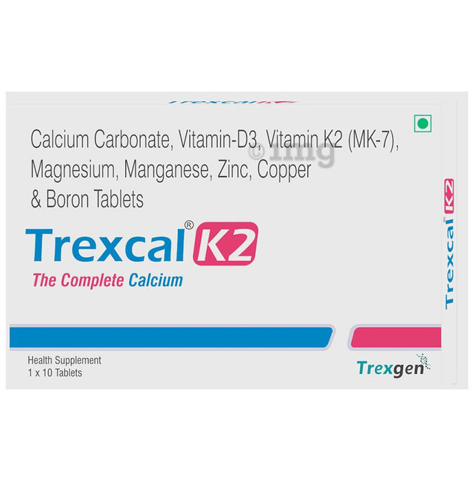 Trexgen Trexcal K2 with Calcium, Zinc & Vitamin D3 for Bone Health | Tablet