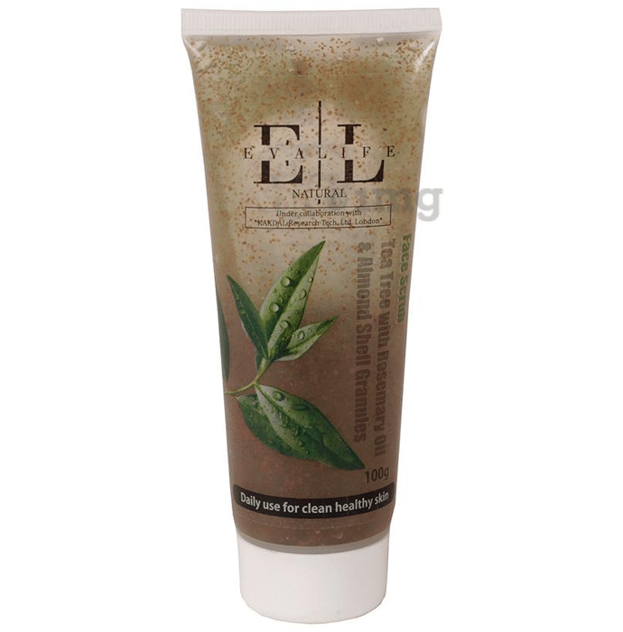 Evalife Natural Scrub Tea Tree with Rosemarry Oil & Almond Shell Granules