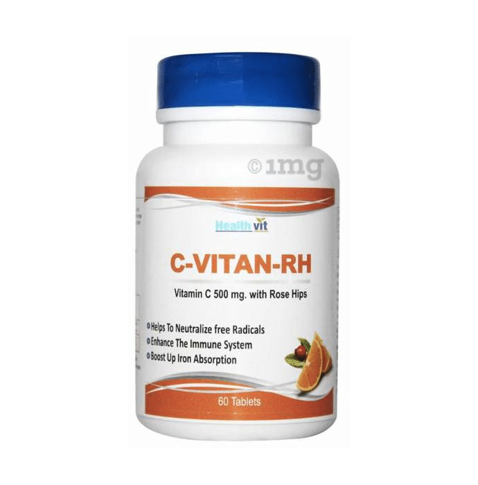 HealthVit C-Vitan-RH Vitamin C with Rose hips Orange Tablet