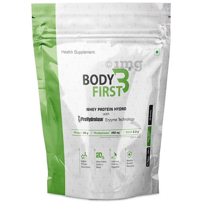 Body First Whey Protein Hydro with Prohydrolase Enzyme Technology Sachet (32gm Each) Kesar Badam