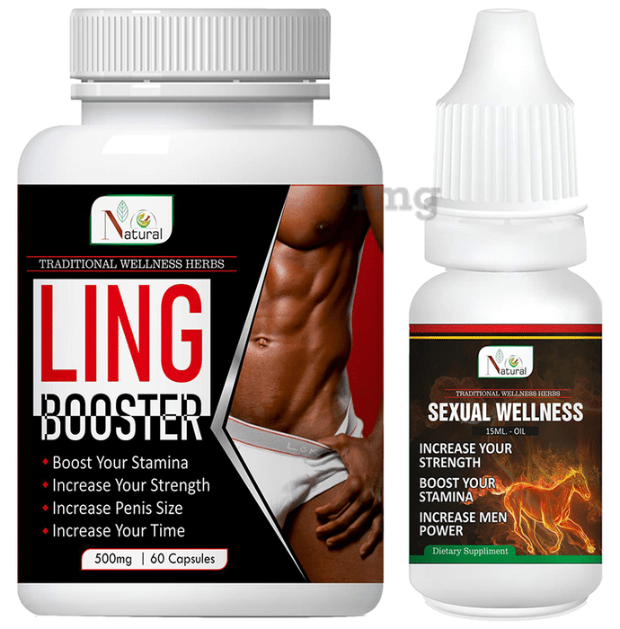 Natural Combo Pack of Ling Booster 500mg, 60 Capsule & Sexual Wellness Oil 15ml
