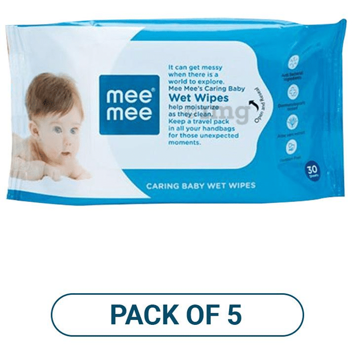 Mee Mee Caring Baby Wet Wipes with Aloe Vera | Pack of 5