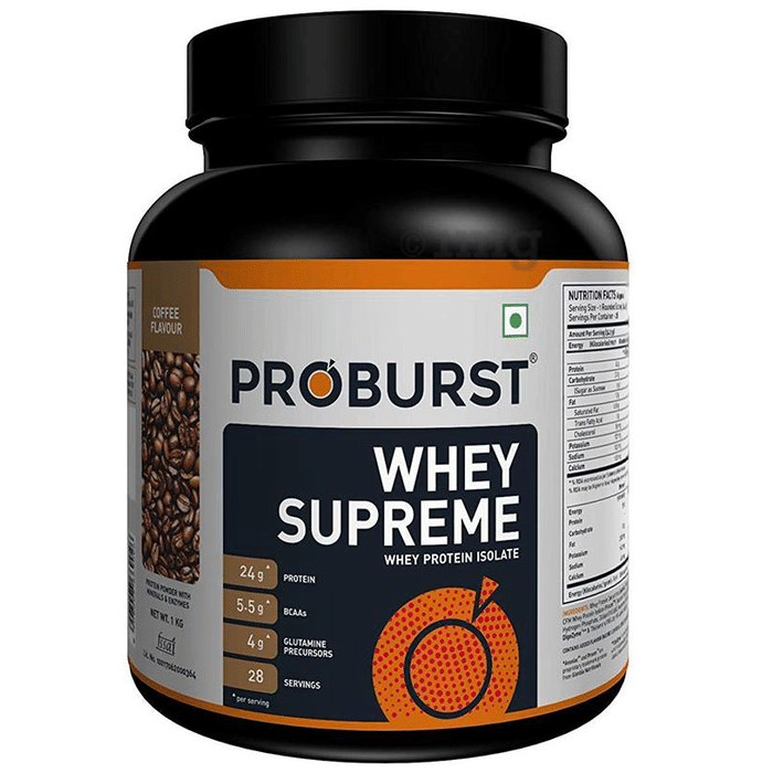 Proburst Whey Supreme Protein | With BCAAs & Glutamine for Muscle Recovery | Flavour Powder Coffee