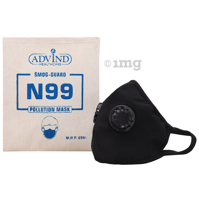 Advind Healthcare Smog Guard N99 Mask with 2 Valve Medium Black