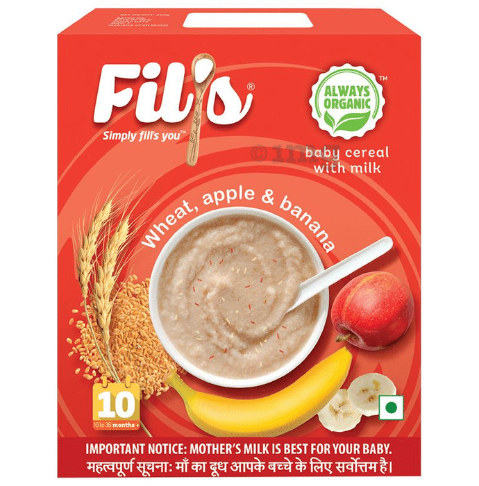 Fil's Organic Baby Cereal with Milk,10-24 Months + Wheat Apple and Banana