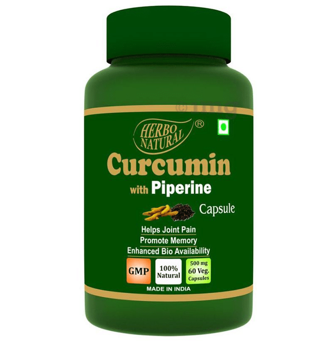 Herbo Natural Curcumin with Piperine 500mg Veg Capsule