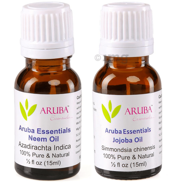 Aruba Essentials Combo Pack of Neem Oil and Jojoba Oil (15ml Each)