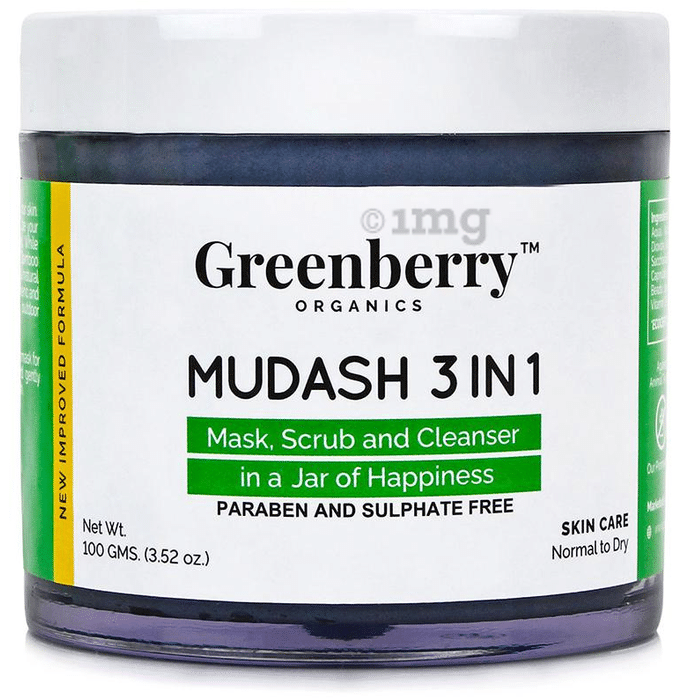 Greenberry Organics Mudash 3 in 1 Mask, Scrub and Cleanser
