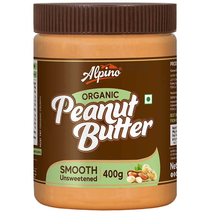 Alpino Organic Smooth Unsweetened Peanut Butter (400gm Each)