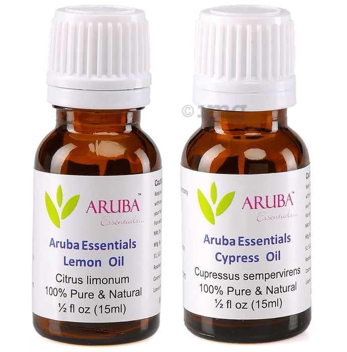 Aruba Essentials Combo Pack of Lemon Oil & Cypress Oil (15ml Each)