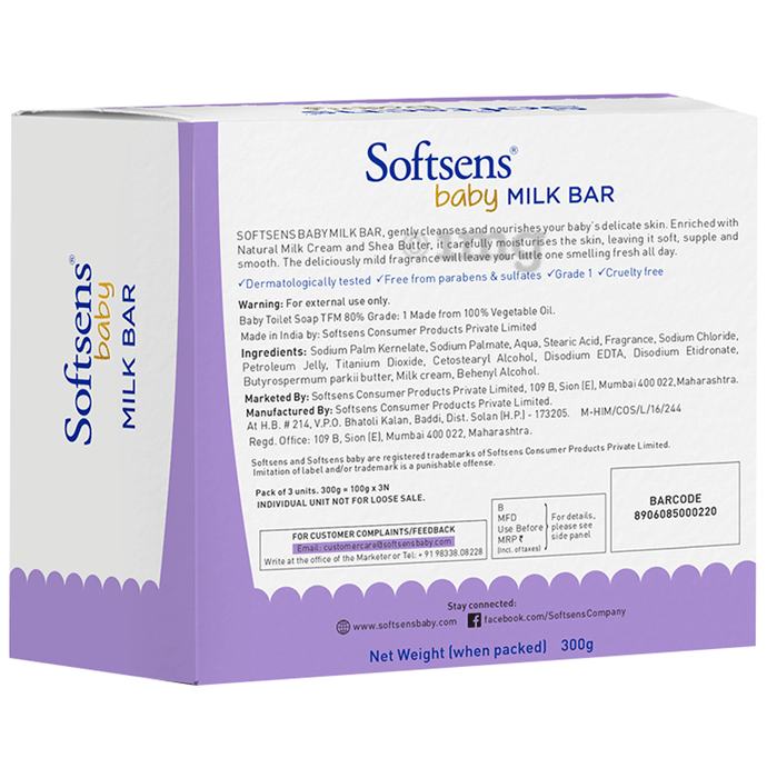 Softsens Baby Milk Bar Buy packet of 300.0 gm Soap at best price