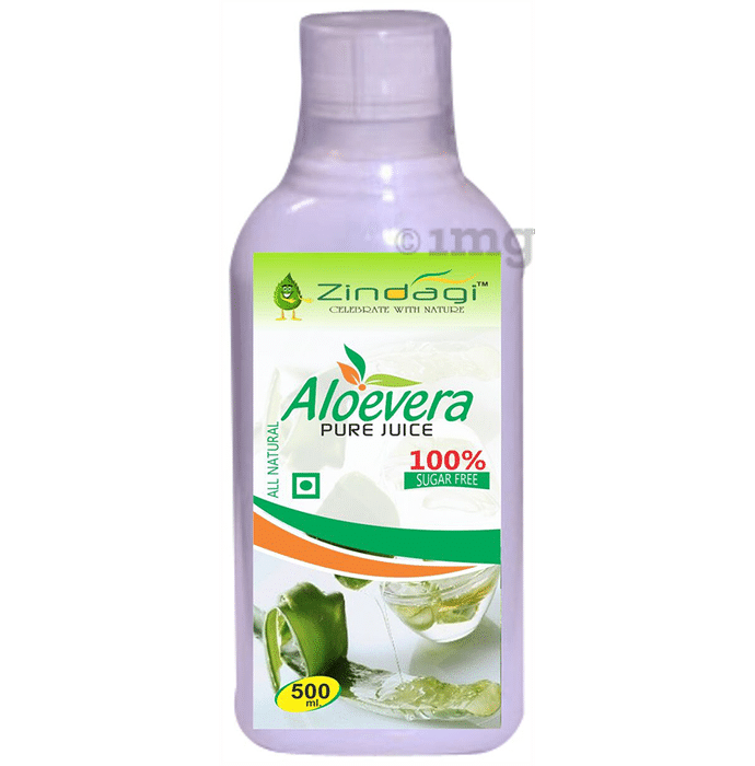 Zindagi 100% Sugar Free Aloevera Pure Juice (Buy 4 Get 1 Free - 500 ml Each)
