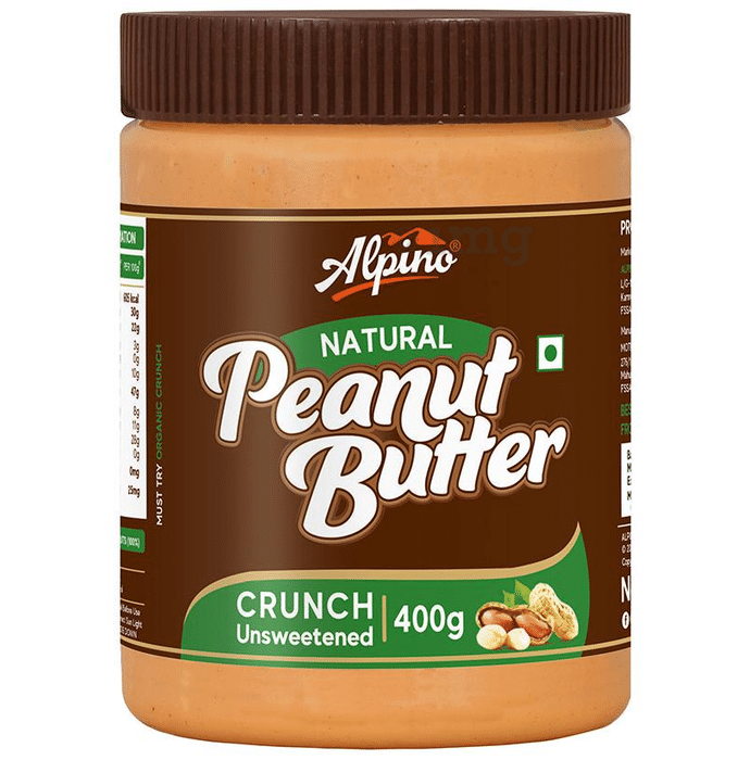 Alpino Natural Crunch Unsweetened Peanut Butter (400gm Each)