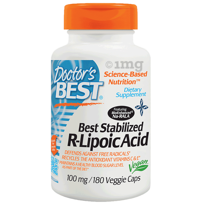 Doctor's Best Stabilized R-Lipoic Acid 100mg Veggie Capsule | For Healthy Blood Sugar Levels