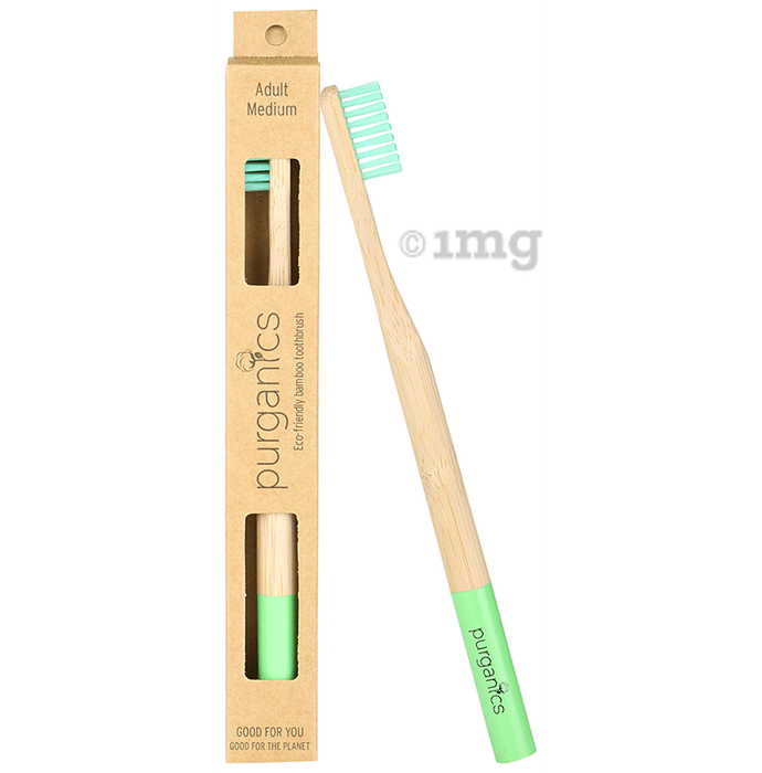 Purganics Bamboo Toothbrush for Adults Green Medium
