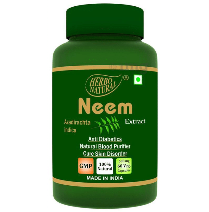 Herbo Natural Neem (Azadirachta Indica) Extract 500mg Veg Capsule