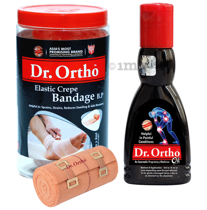 Dr Ortho Combo Pack of Pain Relief Oil 60ml & Elastic Crepe Bandage (10X4)