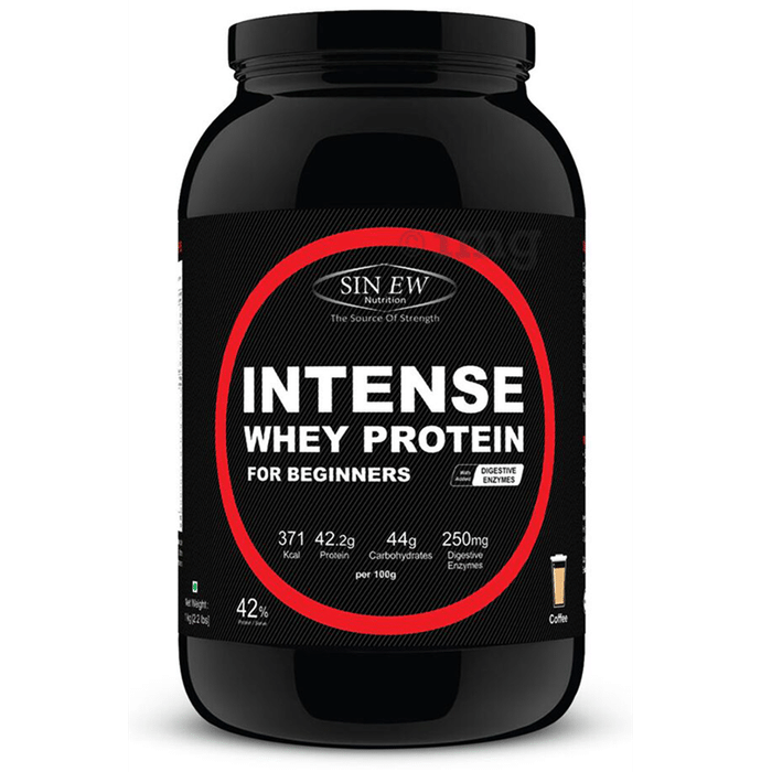 Sinew Nutrition Intense Whey Protein for Beginners with Digestive Enzymes Coffee