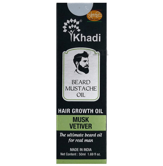Khadi India Beard Mustache Hair Growth Oil Musk Vetiver