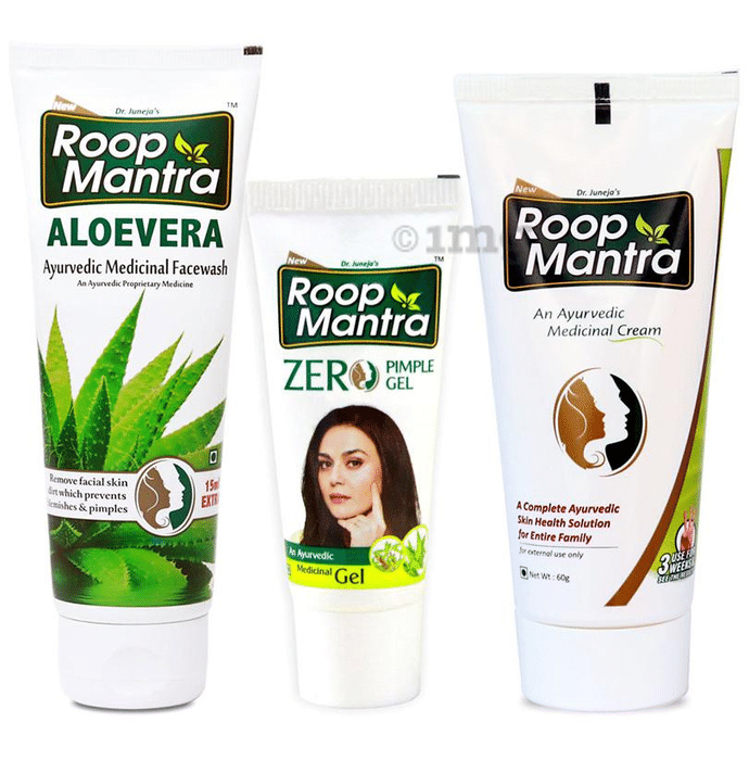 Roop Mantra  Combo Pack of Aloevera Face Wash 115ml, Zero Pimple Gel 15gm & Face Cream 60gm