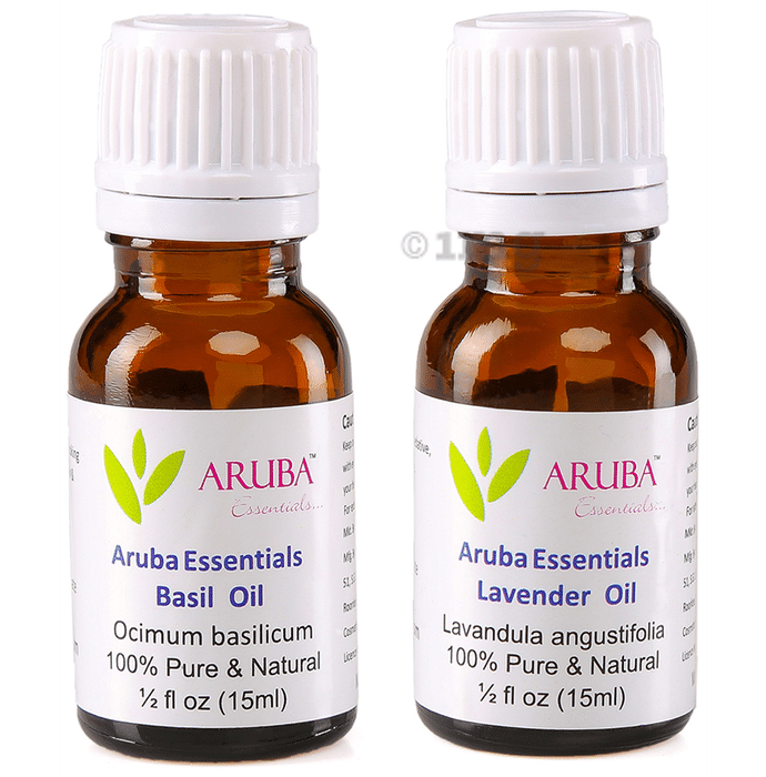 Aruba Essentials Combo Pack of Basil Oil & Lavender Oil (15ml Each)