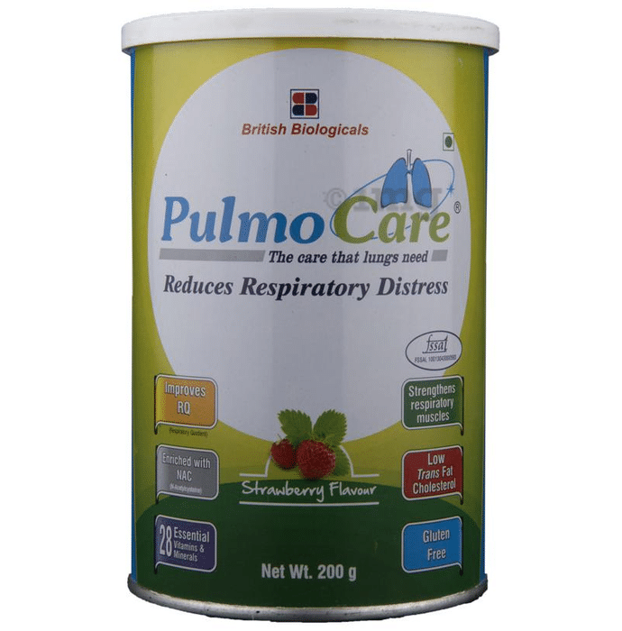Pulmocare  Powder with Vitamins, Minerals & NAC for Respiratory & Lung Health | Flavour Strawberry