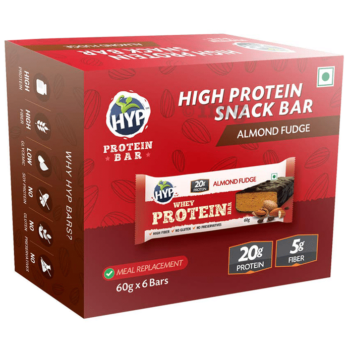 HYP Almond Fudge High Protein Snack Bar (60gm Each)