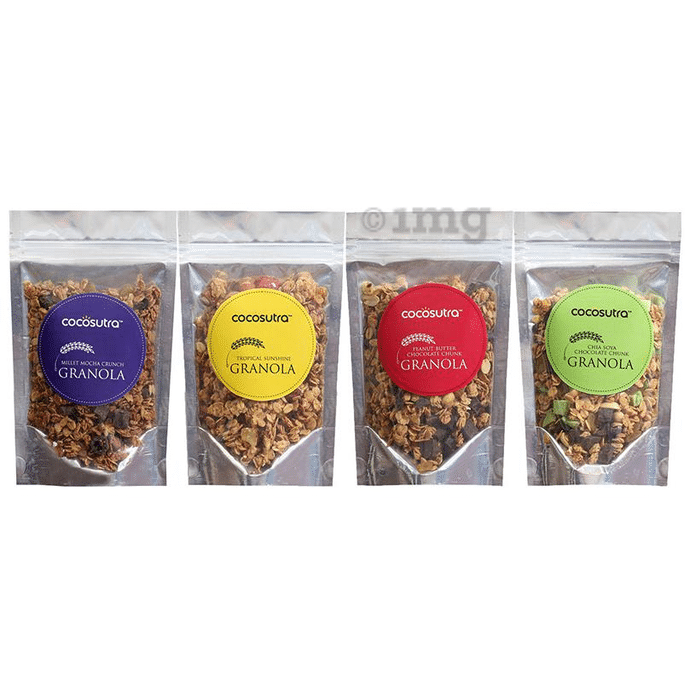 Cocosutra Breakfast Granola Cereal 4-in-1 Oats, Nuts, Seeds and Dry Fruits (100gm Each)