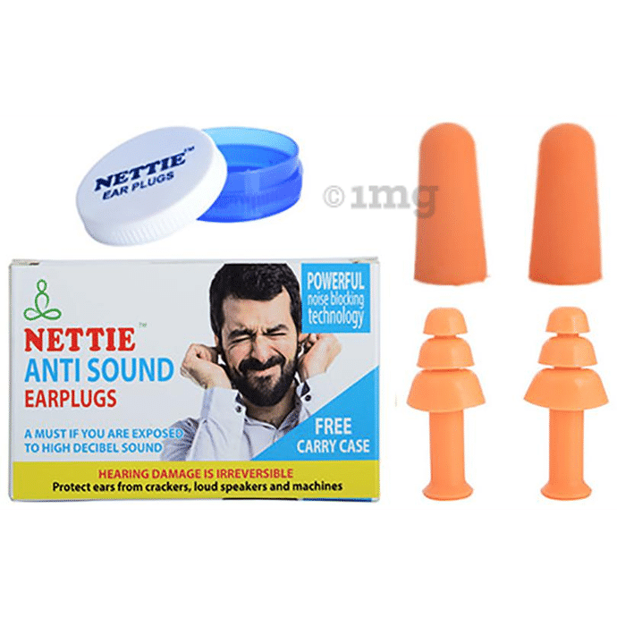 Nettie Combo Pack of Anti Sound Earplugs (2 Pair Foam+2 Pair Silicone)