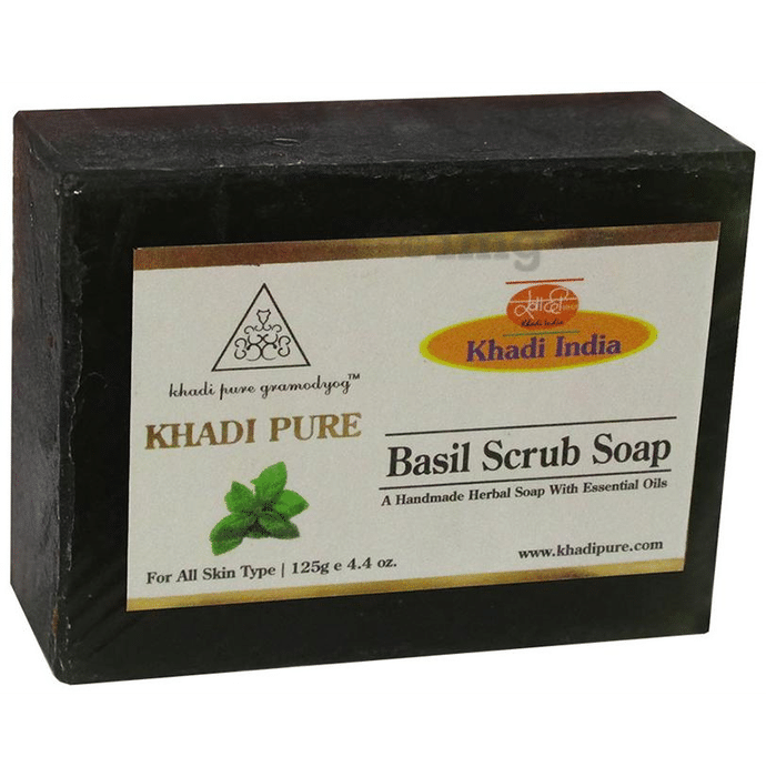 Khadi Pure Basil Scrub Soap