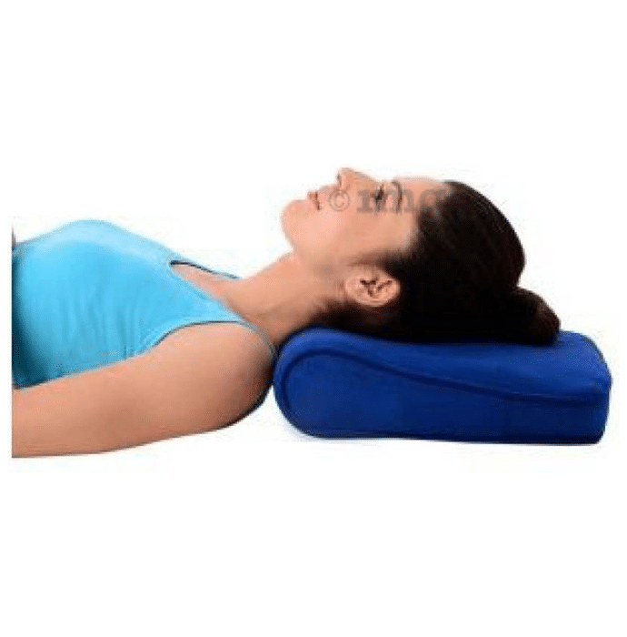 Medtrix Cervical Pillow Spondylosis Neck and Back Pain Support Universal Blue