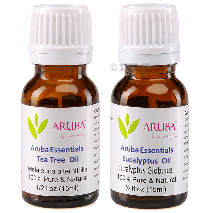 Aruba Essentials Combo Pack of Tea Tree Oil & Eucalyptus Oil (15ml Each)