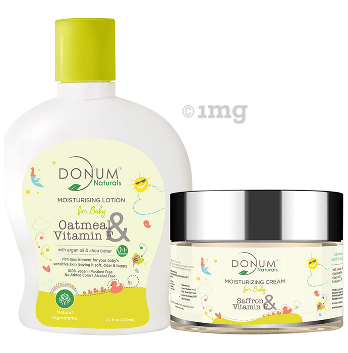 Donum Naturals Combo Pack of Oatmeal & Vitamin F Moisturising Lotion and Saffron & Vitamin F Cream for Baby