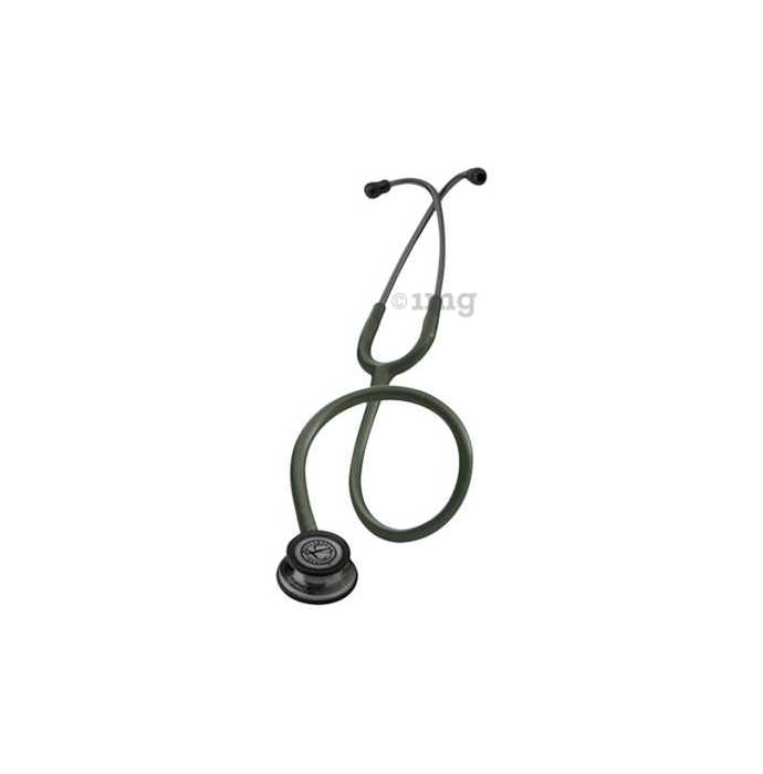 3M Littmann Classic III Stethoscope, Smoke-Finish, Dark Olive Green Tube, 27 inch, 5812