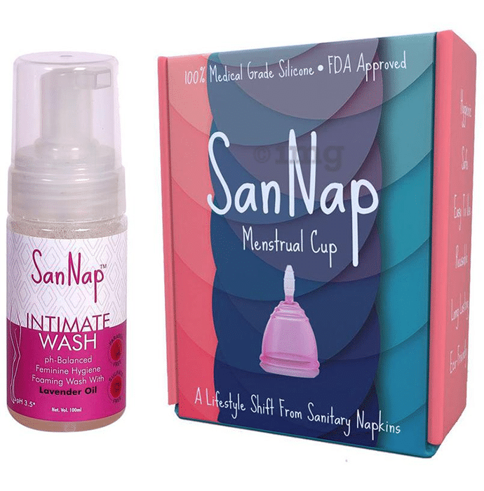 SanNap Combo Pack of Intimate Foaming Wash 100ml and FDA Approved Menstrual Cup Large