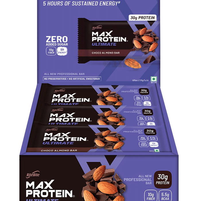 RiteBite Max Protein Ultimate Bar for Energy Boost | Flavour Choco Almond