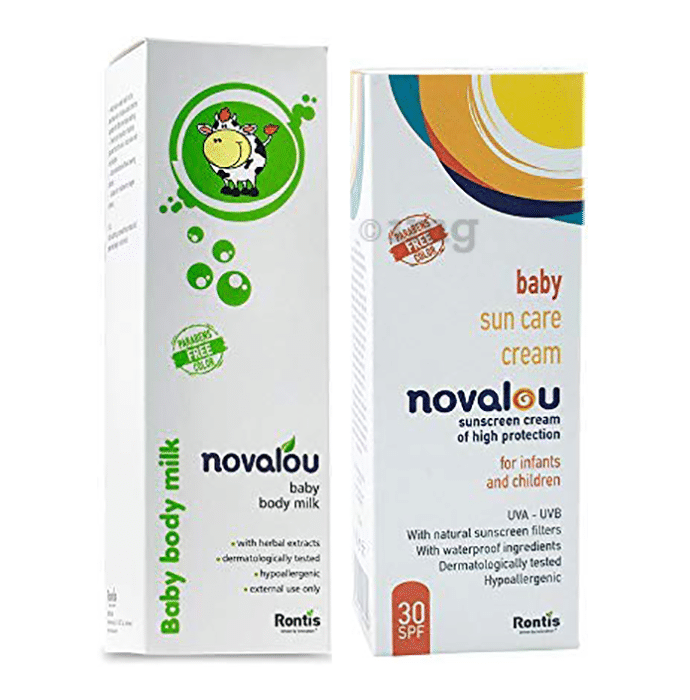 Novalou Combo Pack of Baby Body Milk 200ml and Baby Sun Care Cream 100ml