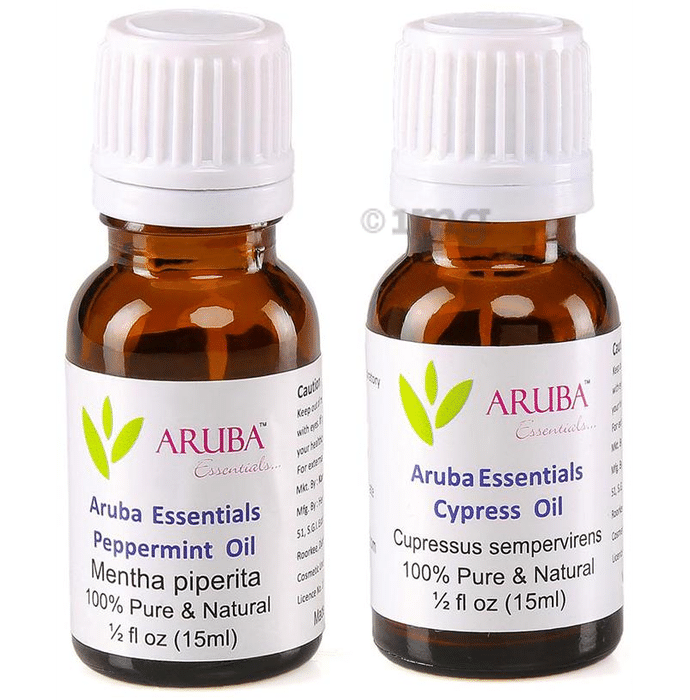 Aruba Essentials Combo Pack of Peppermint Oil and Cypress Oil (15ml Each)