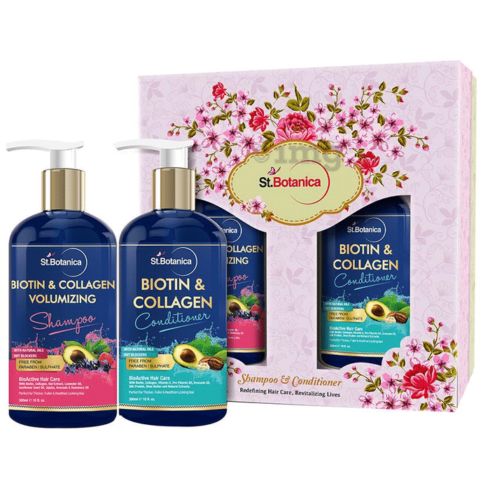 St.Botanica Combo Pack of Biotin & Collagen Volumizing Shampoo & Biotin & Collagen Conditioner (300ml Each)