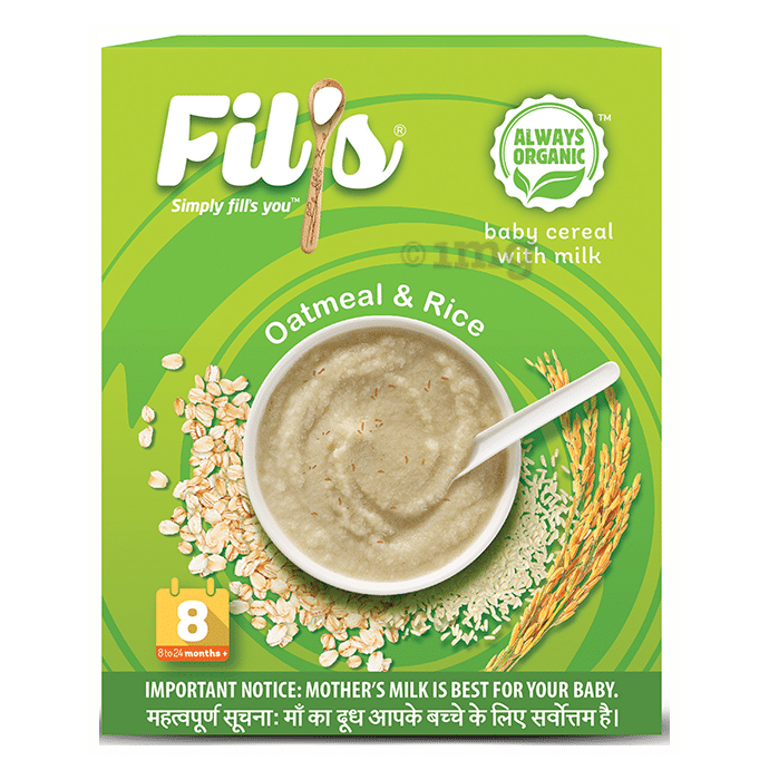 Fil's Organic Baby Cereal with Milk, 8-24 Months + Oatmeal and Rice