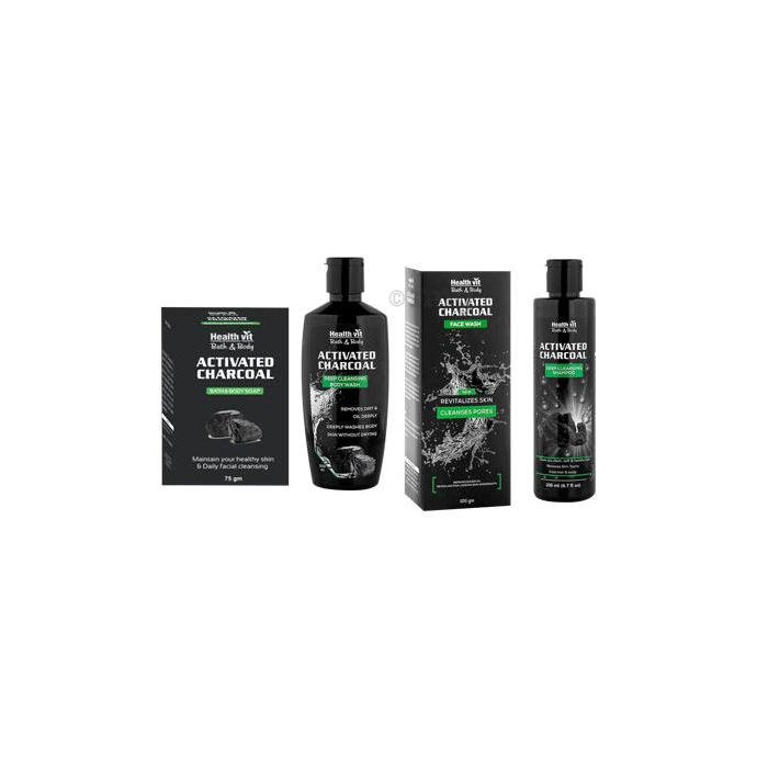 HealthVit Activated Charcoal Purifying Face & Body Care Kit