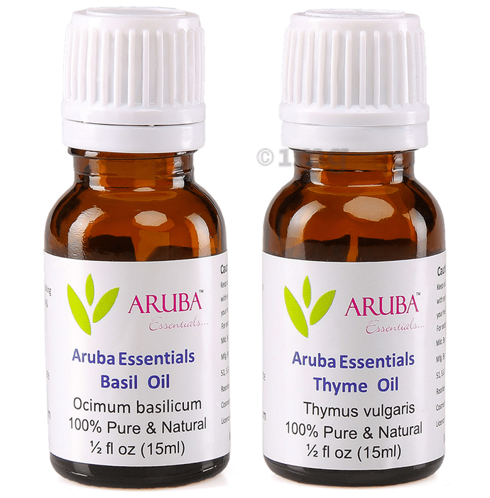 Aruba Essentials Combo Pack of Basil Oil & Thyme Oil (15ml Each)